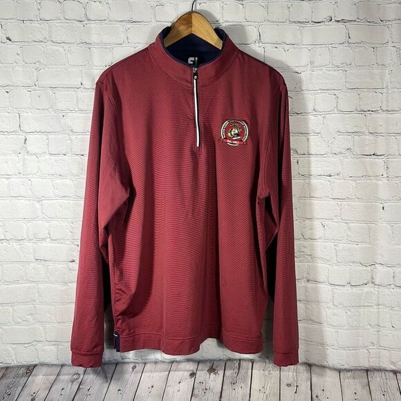 FootJoy Mens Red Quarter Zip Performance size L Large Marine Corps Scholarship - Picture 1 of 8